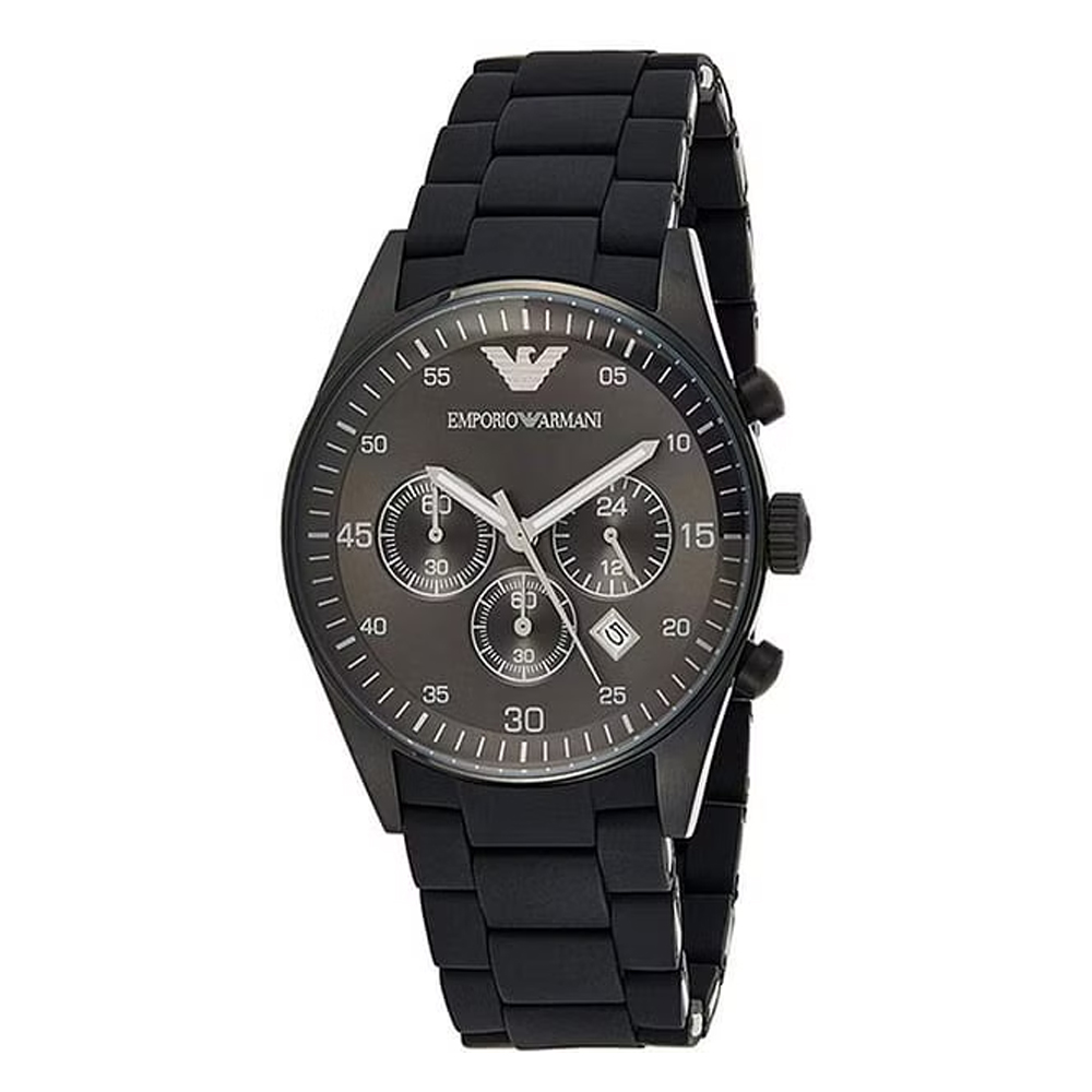 Emporio Armani Rubber Strap Black Watch For Men