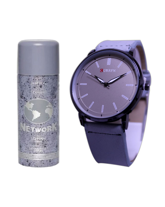 Bundle Offer – Analog Watch And Lomani Body Spray For Men – 200 ml