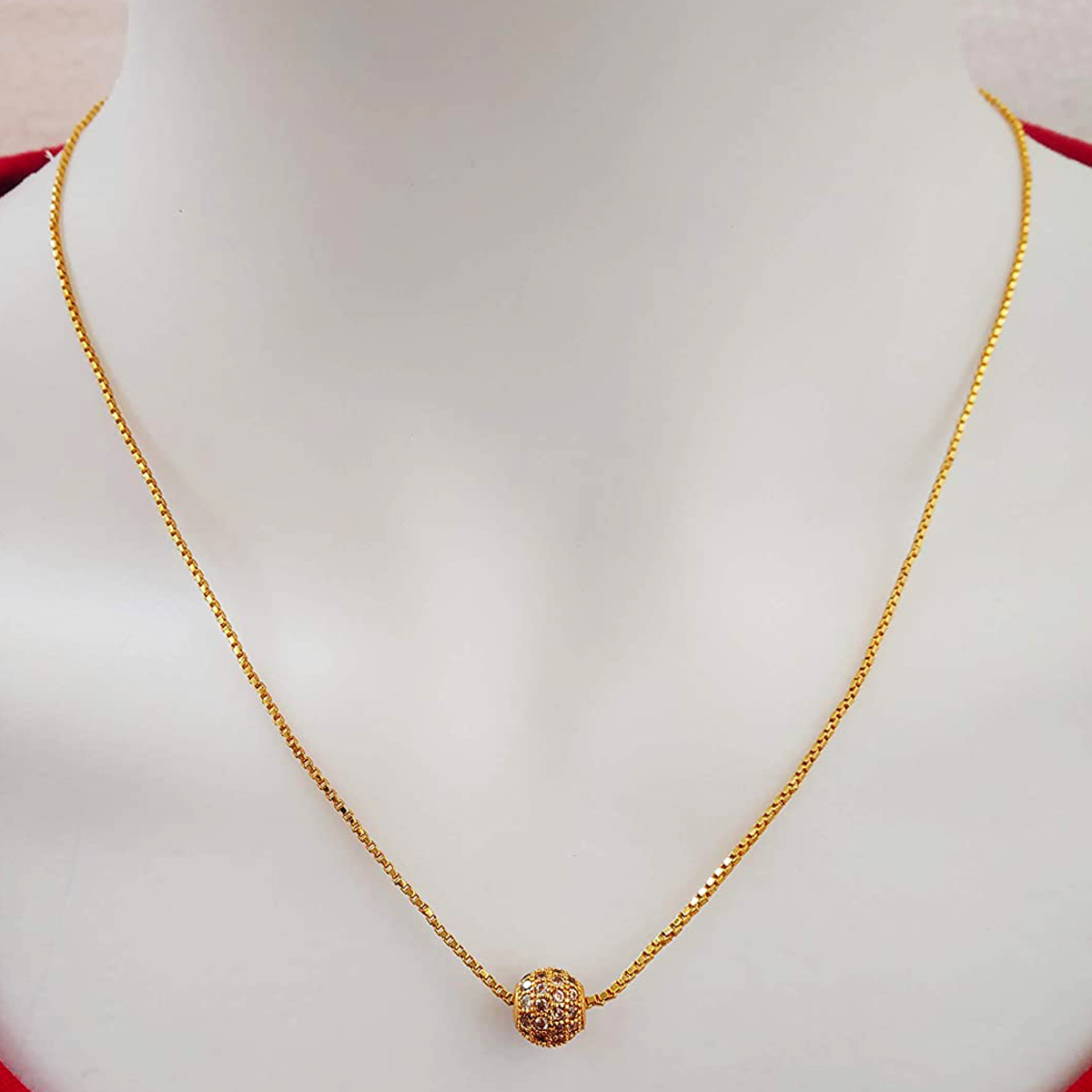 Bundle Offer - ALLAH & Golden Stone Ball Pendant For Women/Girls - Golden 3