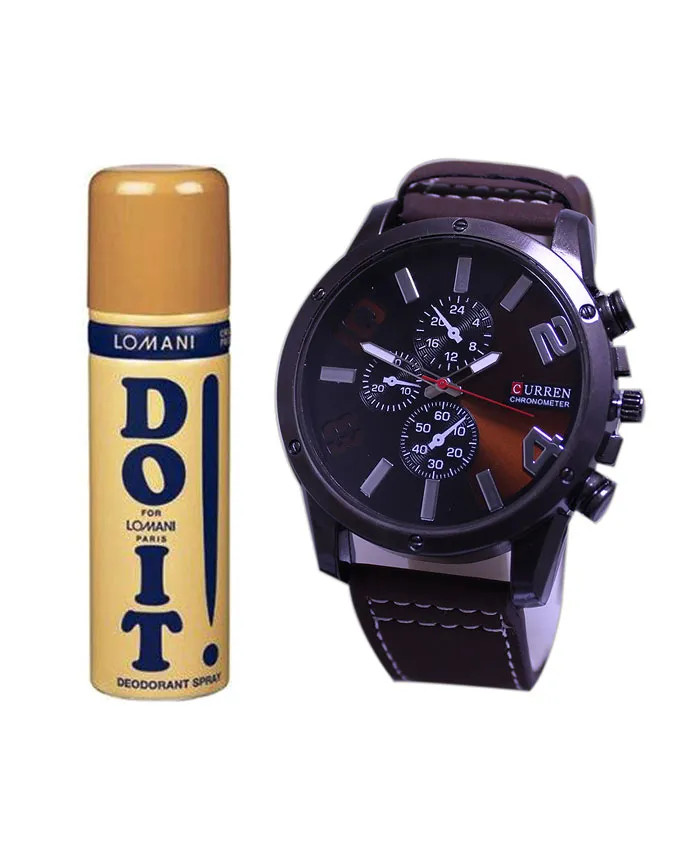 Combo – Analog Watch And Lomani Body Spray For Men – 200ml