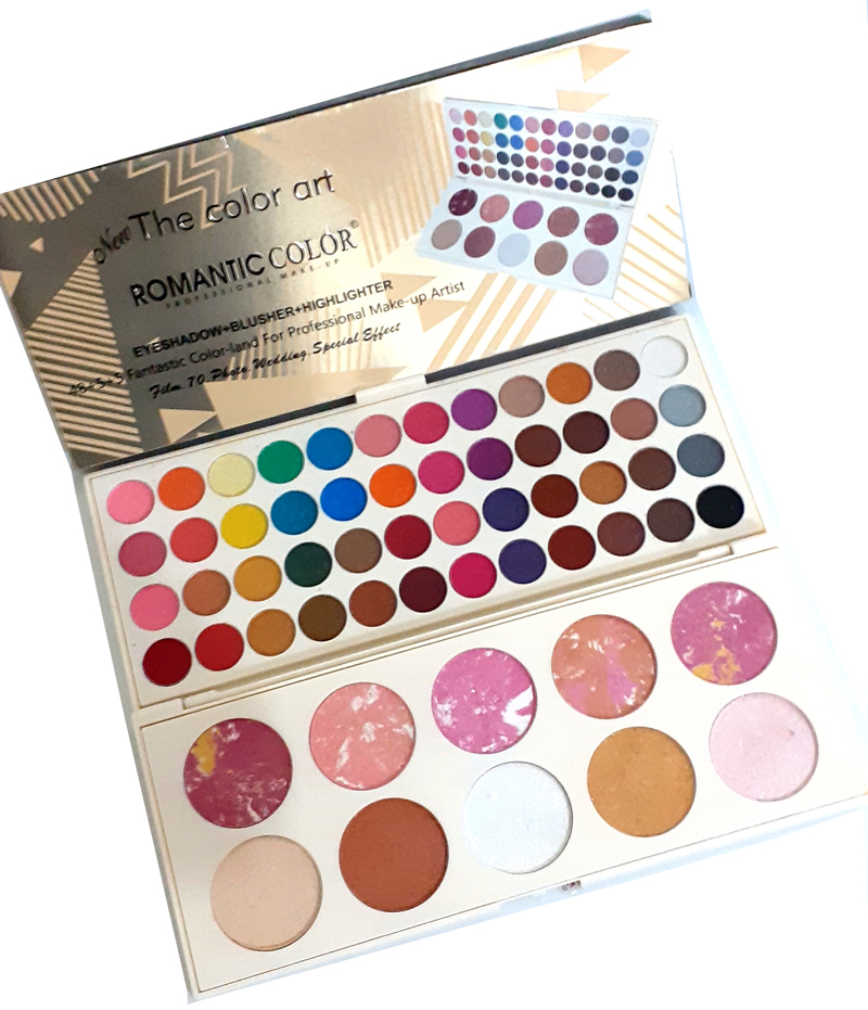 Romantic Color 58 Shades Eye shadow - Makeup Highlighters - Face Blush on Blushers Kit 3